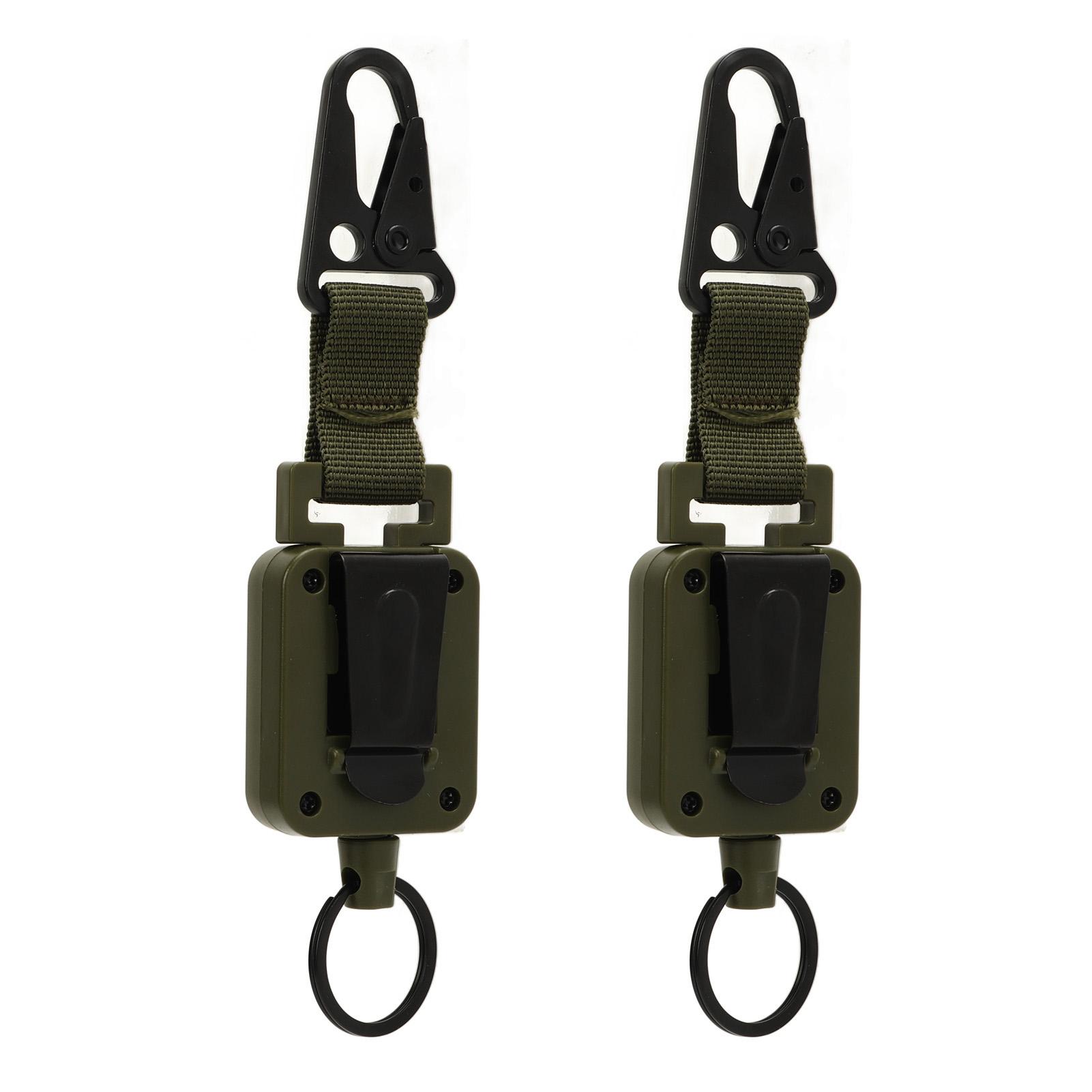 

2 PCS Easy Pull Buckle Keychain Olecranon Buckle Stretchable Quick Release Buckle Key Ring for Bag Pants Army Green
