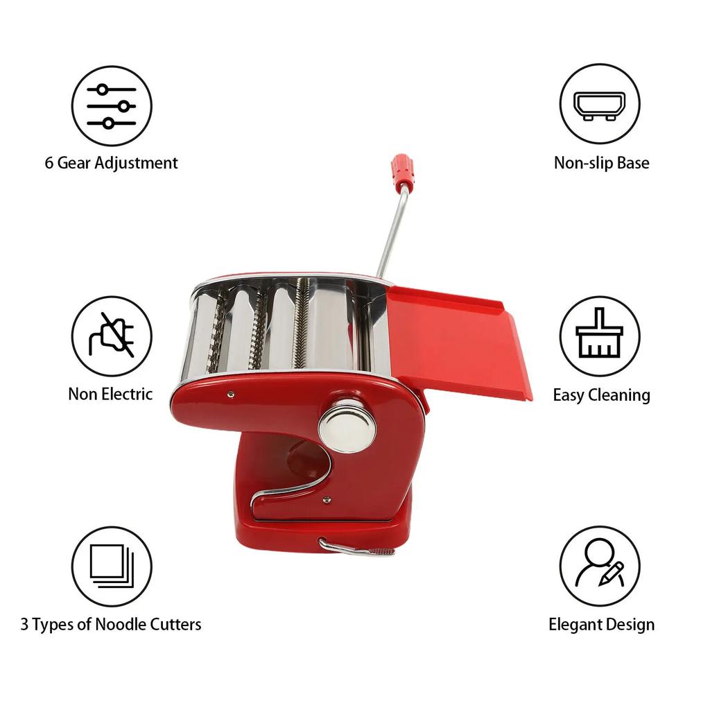 Pasta Maker Machine 401 – Stainless Steel with 6 Adjustable Thickness Settings