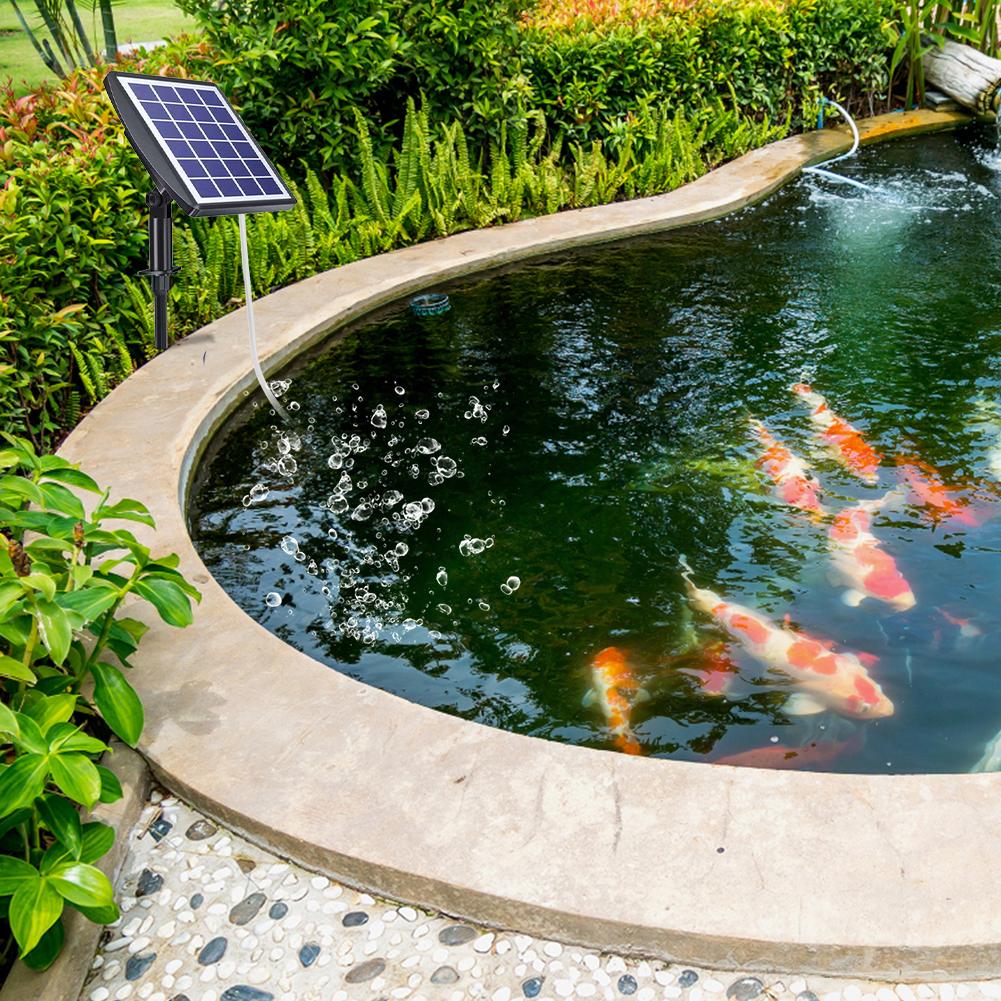 Solar Powered Fish Tank Oxygenator with Pipe Fish Tank Air Pump High Efficiency Fishing Oxygenation Device for Outdoor Pool Pond