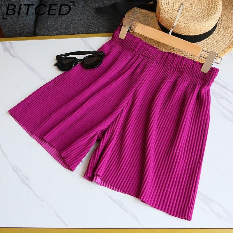 BITCED Pleated Shorts for Women Spring/Summer Casual Cropped Trousers High-Waisted Loose-Fit Flattering Straight-Leg Wide-Leg Trousers
