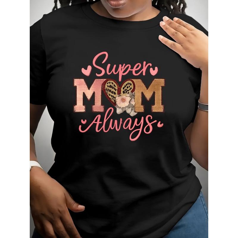 

European Size Women s Blessed Mom Print T-Shirt - Short-Sleeve Crew Neck Top Suitable for Spring and Summer Wardrobe 4XL чорний