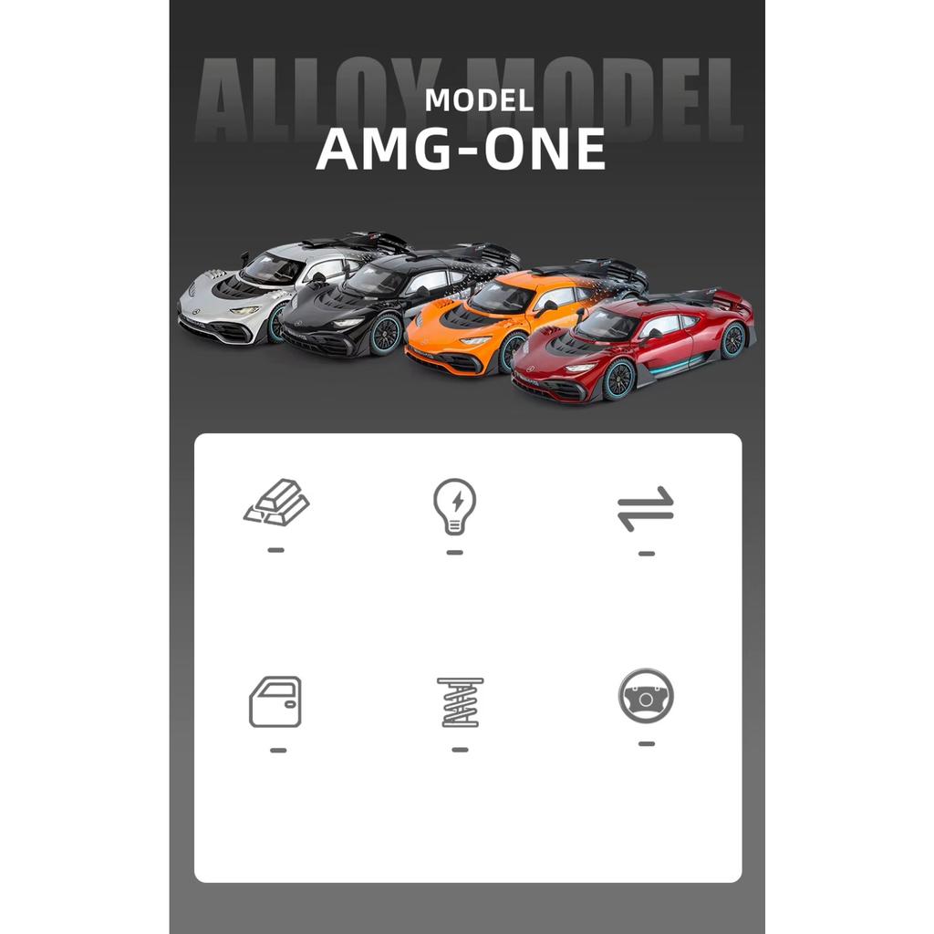 Modello di auto sportiva in lega Benzs One in scala 1/18 Diecast Metallo Concept Veicoli da corsa Modello di auto Simulazione suono e luce Giocattoli per bambini Regalo