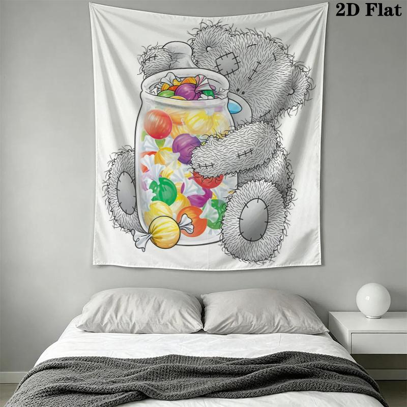 Tatty Teddy Wall Tapestry Aesthetic Wall Hanging Printed Fabric Blanket Decorative Tapestries for Bedroom Living Room Home Decor