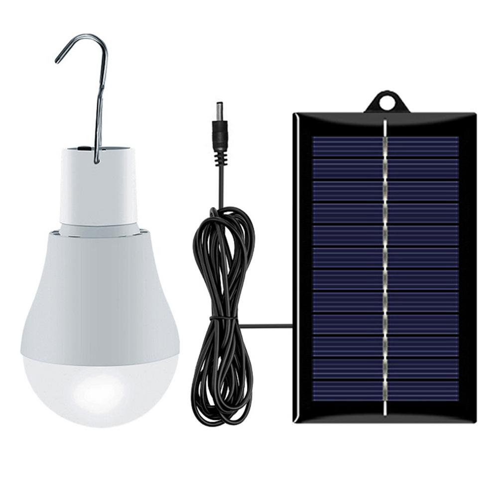 LED Solar Lampe Hvit Camping Lys 5V Med Solpanel Hengende Pære Slå av/på For Utendørs Hage Camping Telt Fiske