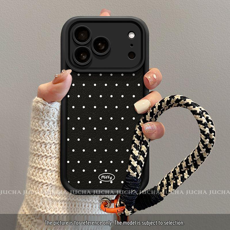 Miffy Rabbit Polka Dot Phone Case: Compatible with iPhone 15, 16 Pro Max, 17. Features a high-end, simple design.