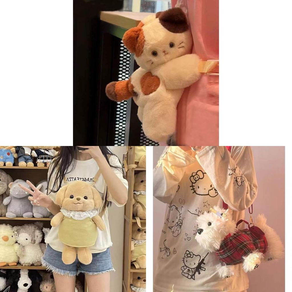 Sylvanian Families Plush Dog Cartoon Crossbody Bag With Zipper Closure For Daily Use