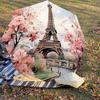 1PC Eiffel Tower, Cherry Blossoms Umbrella-8-Rib Reinforced, Automatic Open, Lightweight & Durable, Cute Fashion Accessory for Outdoor, Beach, or Casu