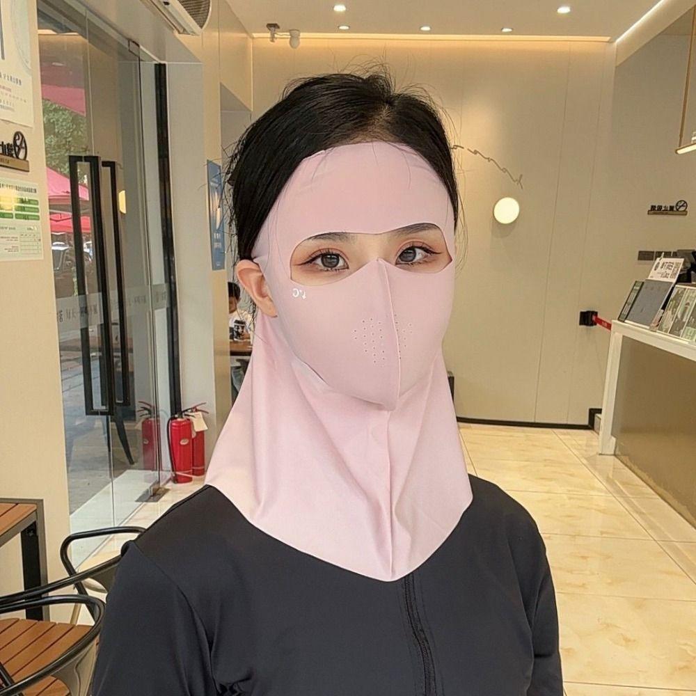 Summer Full-Face Mask Cover UPF 50+ Neck Wrap Cover Breathable Ice Silk Face Veil  for Men Women