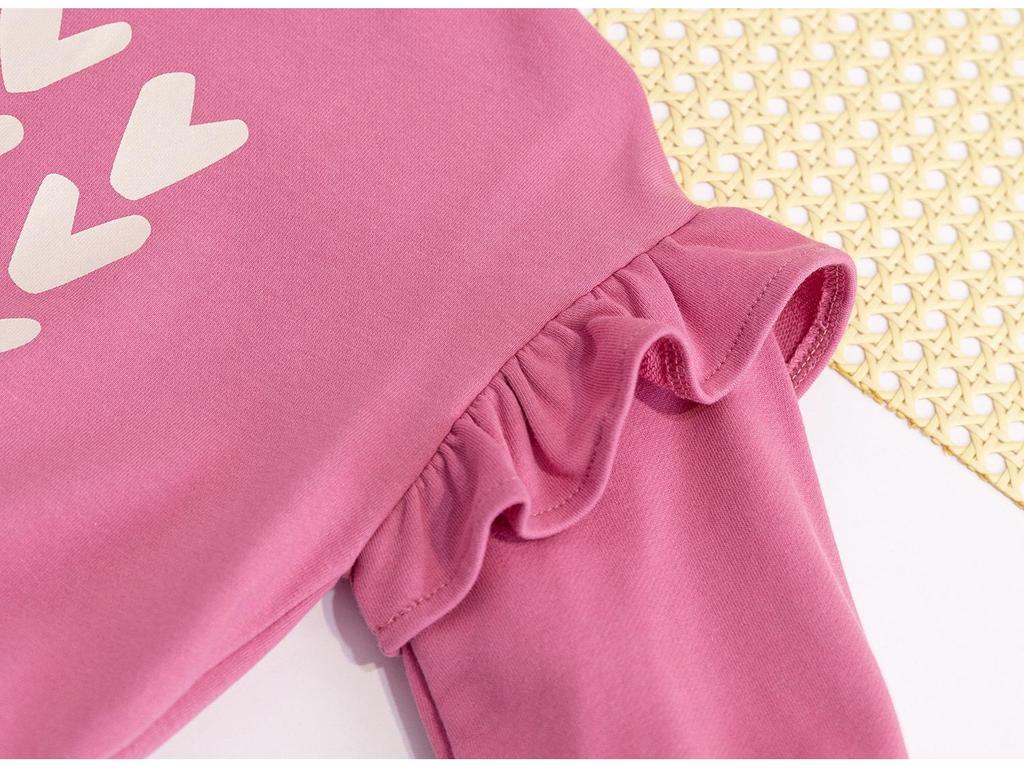 2024 Spring Cute Heart Print Pullover for Girls - Casual Crew Neck Sweatshirt for Baby and Children.