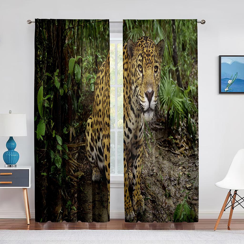 African Animal Safari Leopard Wildlife Cheetah Sheer Voile Curtains for Living Room Bedroom Kitchen Decor Tulle Window Curtain