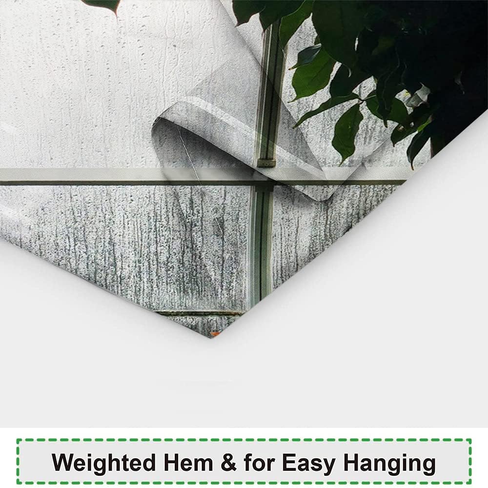 Greenhouse Flower Room Shower Curtains Spring Glass Flowers Green Plants Interior Garden Scenic Machine Washable Fabric Bathroom Curtains Set with