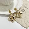 Luxury Flower Drop Earrings Lucky Metal Ear Drop Fashion Vintage Dangle Earrings  Women