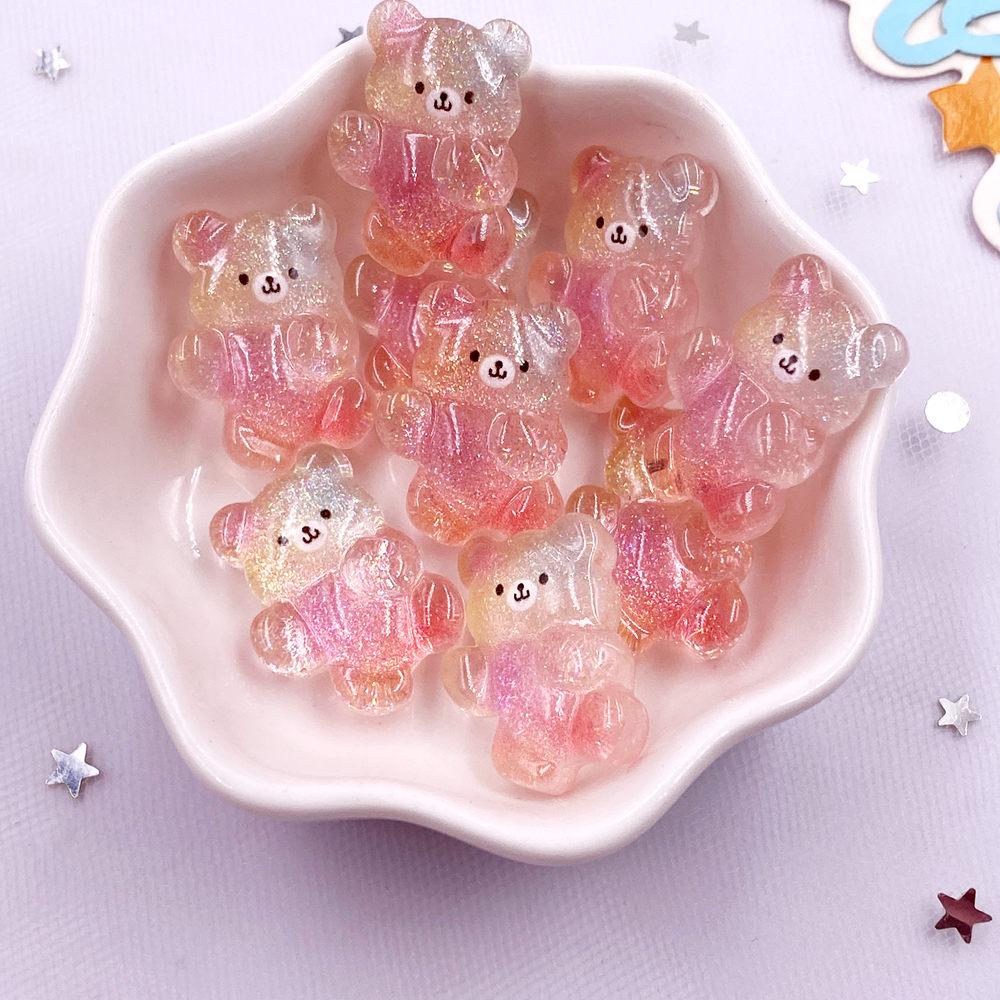 12Pcs Resin Colorful Kawaii Swan Dinosaur Cat Rabbit Butterfly Bear Figurines Flatback Rhinestone DIY Bow Decor Scrapbook Crafts