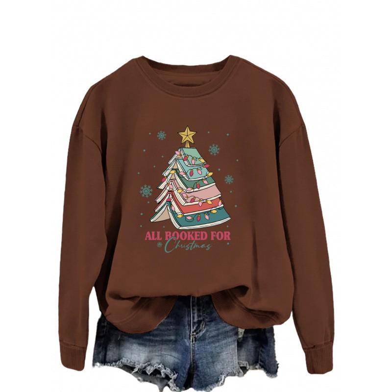Christmas Letter Fun Print Casual Round Neck Hoodie
