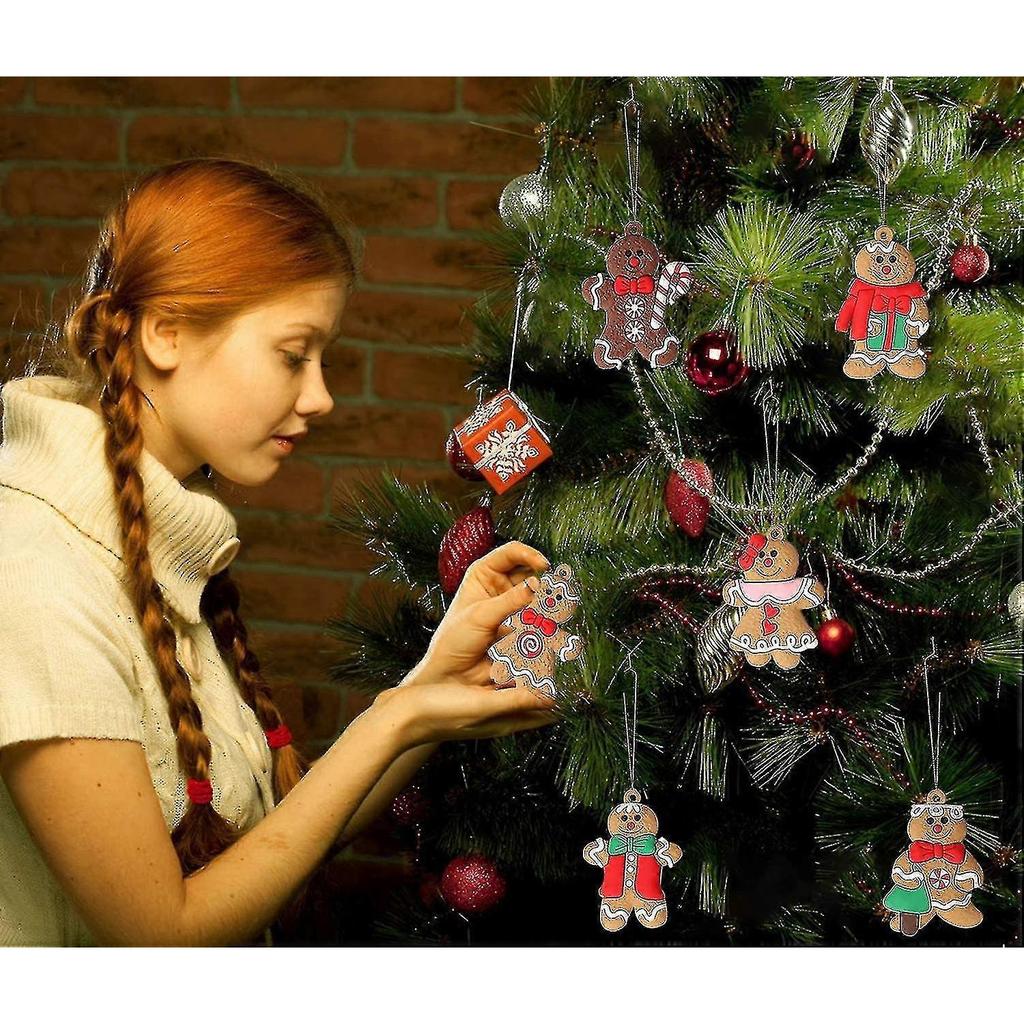 12 Stück Lebkuchenmann-Anhänger Kompatibel Mit Weihnachtsbaum Verschiedene Kunststoff-Lebkuchenfiguren-Anhänger Kompatibel Mit Weihnachtsbaum-Aufhängung