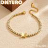 DIEYURO 316L Stainless Steel Golden Matte Butterfly Delicate Shiny Zircon Chain Bracelet Classic For Women Non-fading Jewelry