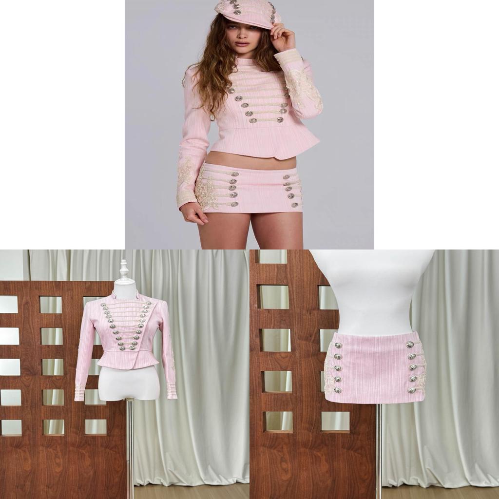 Jaded Londaw Lace Embroidered Short Jacket And Bodycon Skirt Set For Date Night