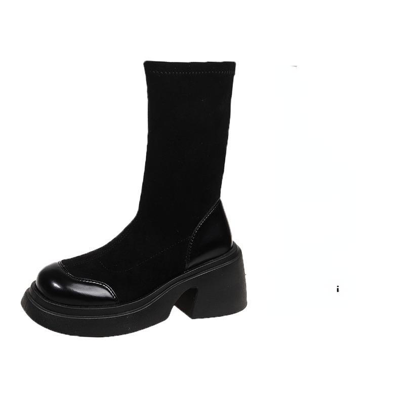 Fashion 2024 High Quality Women's Shoes Mid-Calf Women's Boots Fashion Round Toe Modern Boots Women Winter Plus Velvet Shoes for Women