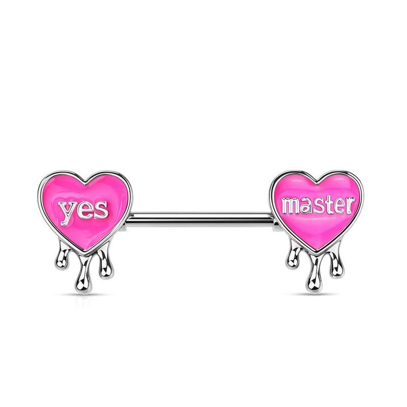 Pink Letter Stainless Steel 14G Nipple Barbell - Sexy Girl Piercing Jewelry