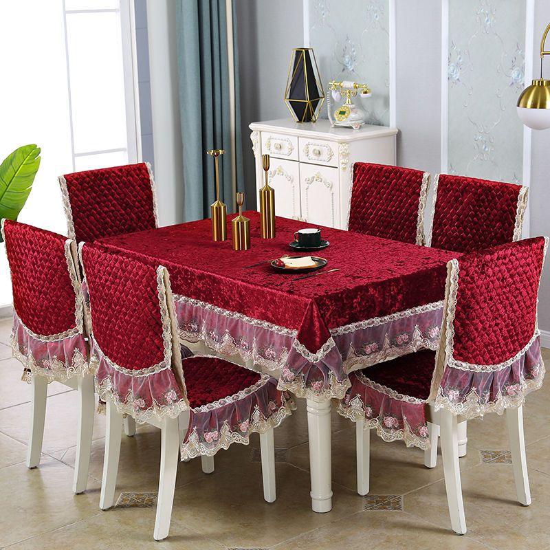 One-piece Dining Table and Chair Cover Dining Chair Cushion Chair Cover Set Household Chair Cushion Rectangular Round Coffee
