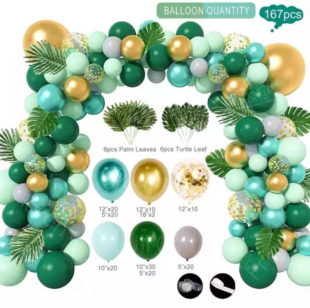 Green Jungle Series Balloon Birthday Party Arch Balloon Set Decoration Balloon Chain