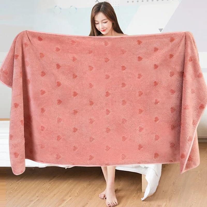 

Банное полотенце из хлопка, очень большое, длинное, толстое, быстросохнущее, впитывающее, мягкое, плюшевое полотенце, набор полотенец для ванной 70 * 140cm розовый