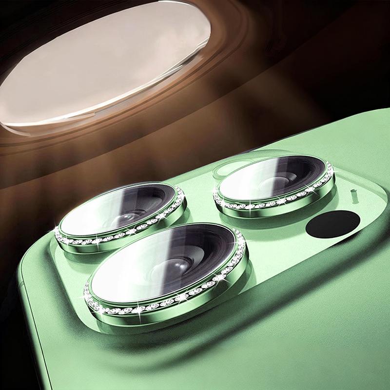

Suitable for iPhone 17 16 15 14 13 Pro Max Plus Air 16E Diamond Inlaid Crystal Lens Protector With Metal Ring Camera Glass Film For 13Pro 13ProMax