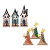 Durable Solid Wood Decor 3Pcs Halloween Ghost Pumpkin House Ornaments, 2D Flat Wooden Tabletop Decorations Office Desk Holiday Decoration for