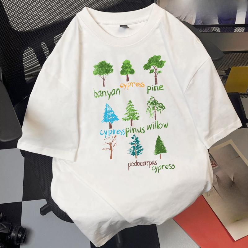 

Summer Women s Short Sleeved T-shirt Unique Fashionable Printed Round Neck Tops Casual Versatile Women s Pullover S білий