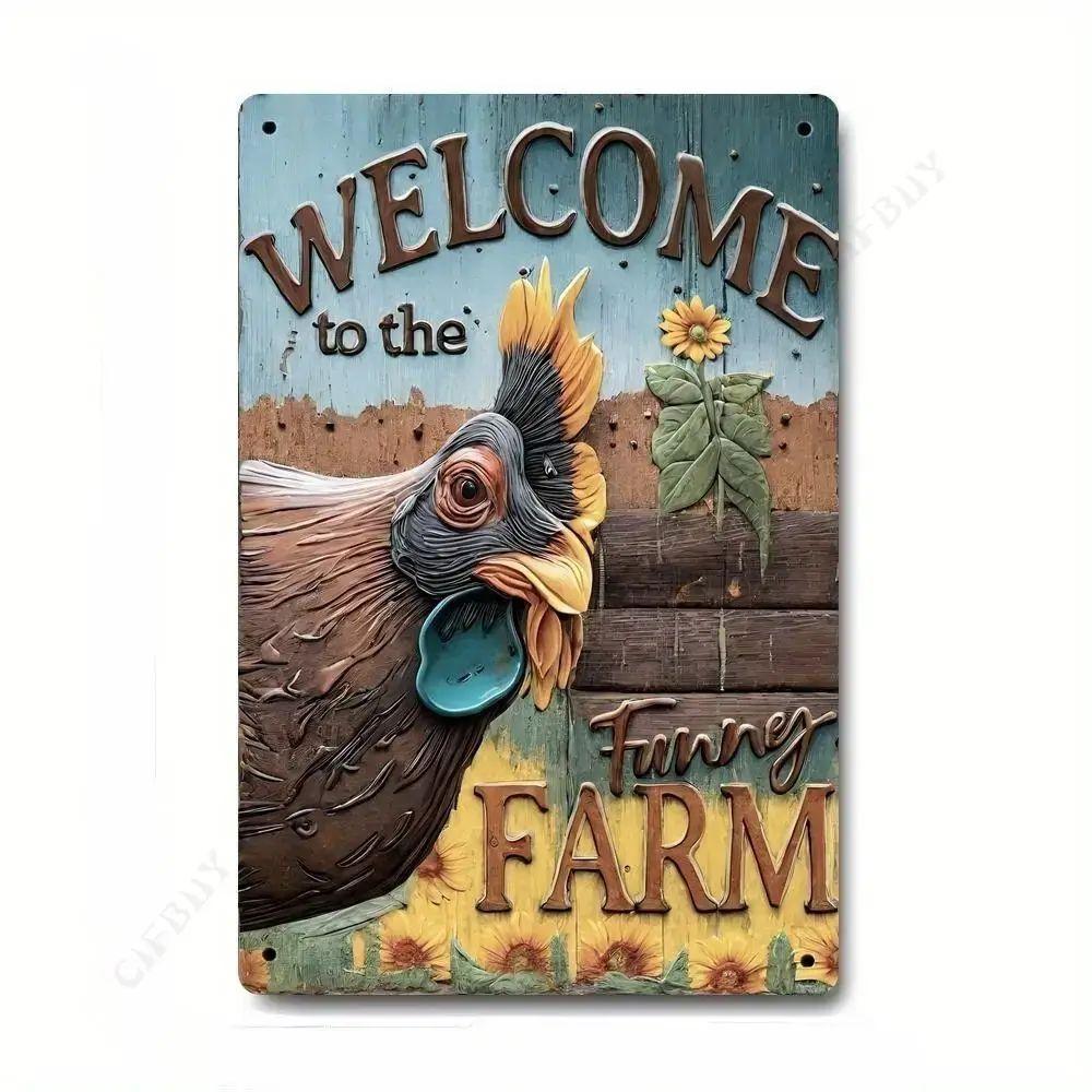 Vintage Animal Drawing Metal Tin Sign 2D Wall Art