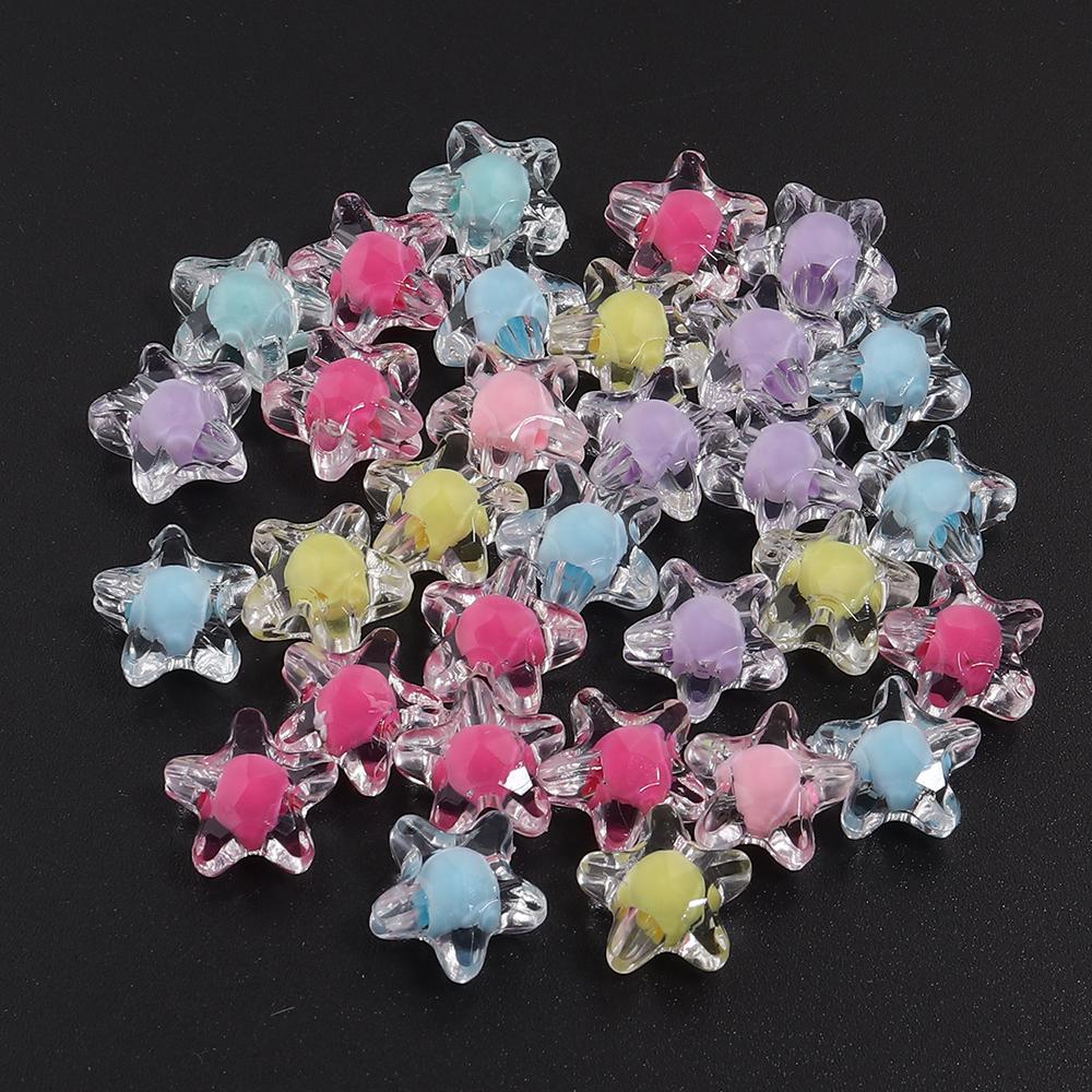 50pcs 12mm Acrylic Star Beads Colorful Five-pointed Star Loose Beads For DIY Jewelry Making Bracelets Phone Chain Accessories