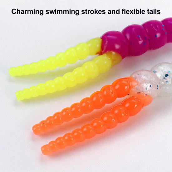 20Pcs 5CM/2G Soft PVC Worm Bait Fork Tail Two-color Bionic Artificial Worm Lure Swimbait Saltwater Freshwater Fishing Accessories