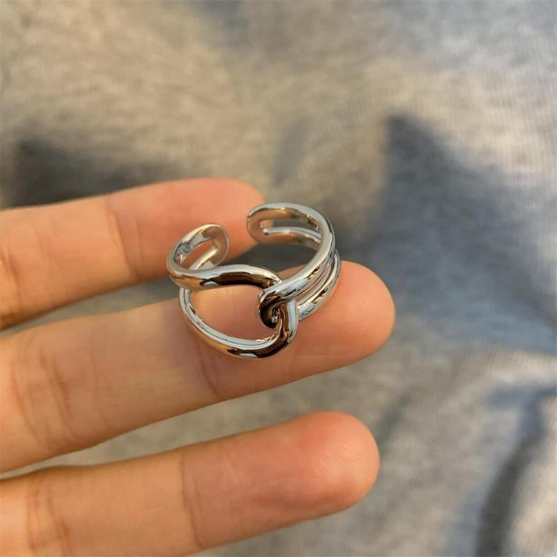 Open Ring for Women Simple Knot Design Fashionable Line Wrapping Ring Geometric Style Ins Personality Ring