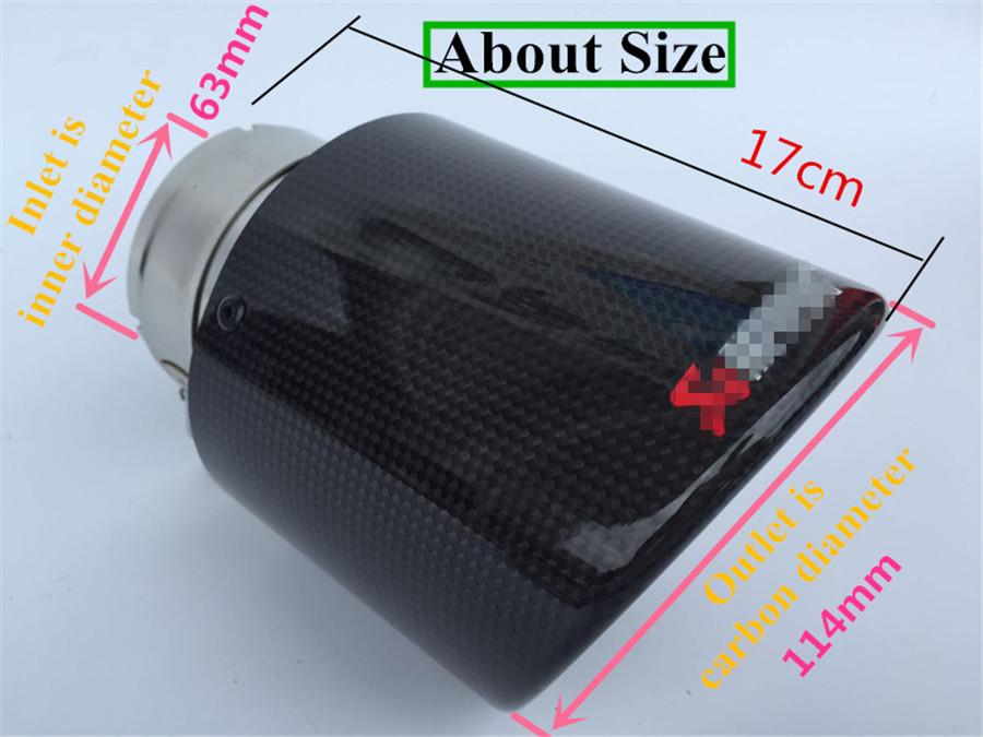 1pcs Car Carbon Fiber Exhaust Tip Muffler Pipe Universal Pipes Tail 63mm 2.5"Inlet 114mm 4.5"Outlet