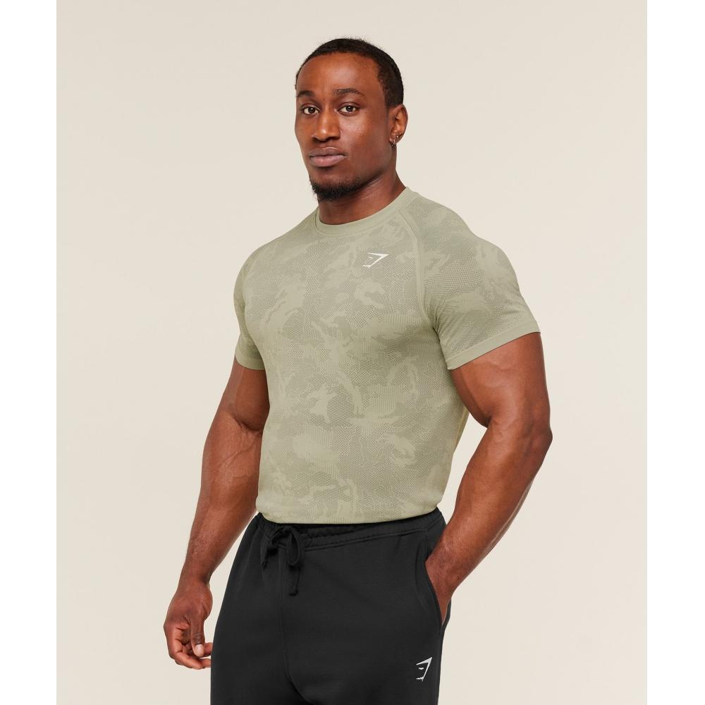 Gymshark Geo Seamless T shirT Haze Green    uniT Green A5a2d Edd1