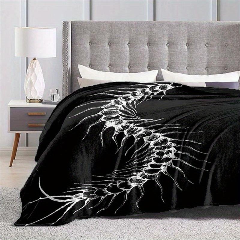 1pc, Centipede Dark Series Printed Blanket, Soft and Warm Blanket Sofa, Office Bed, Camping and Travel Nap Blanket, Four Seasons Gift Blank