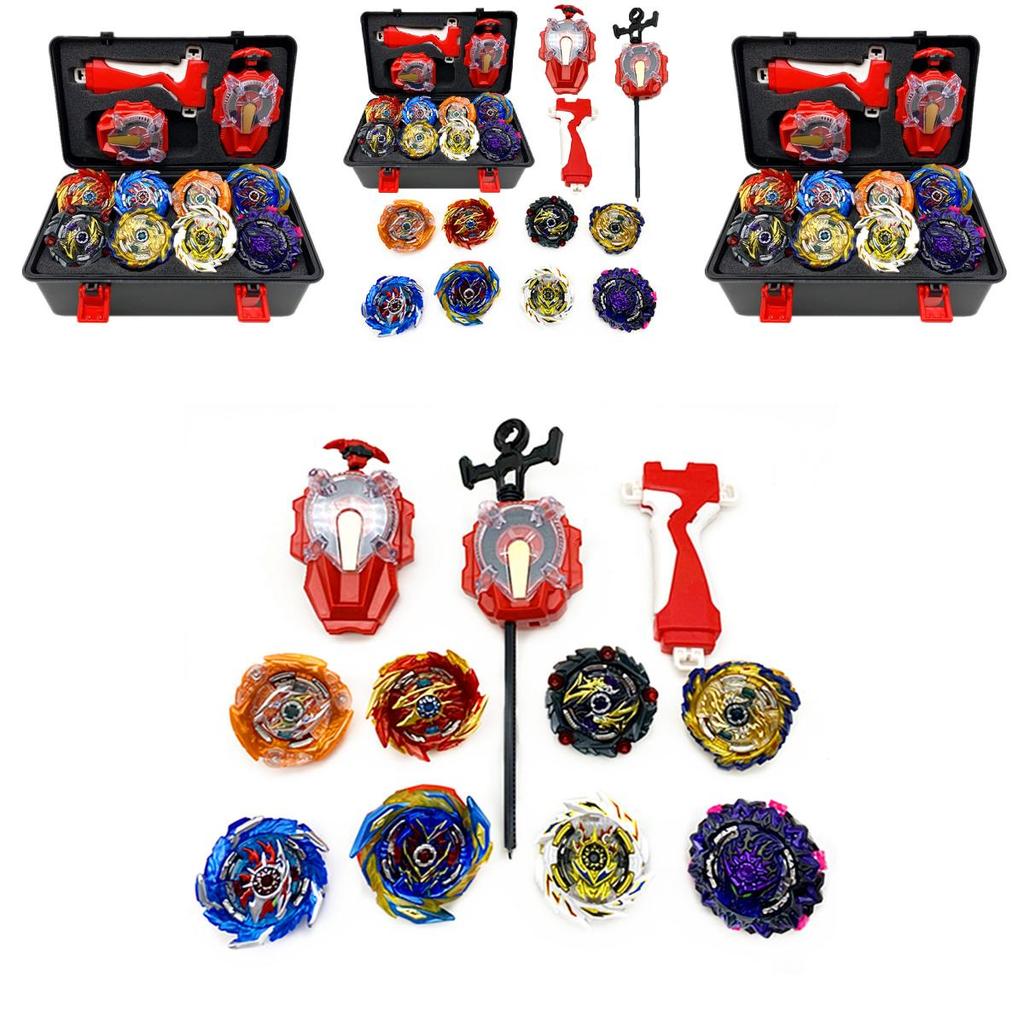 Super King 8-teiliges Gyro Burst Beyblade-Set mit funkelndem Launcher und Aufbewahrungsbox