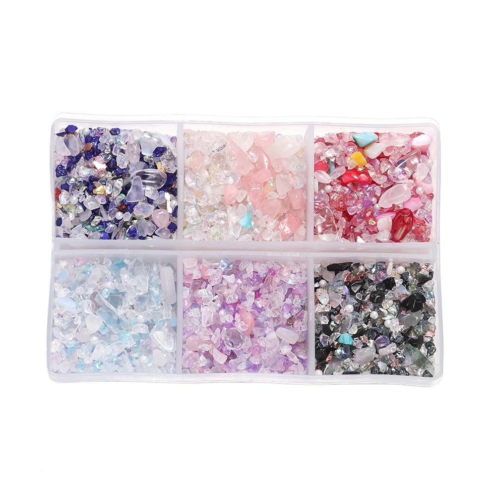 60g/Box Mixed Colorful Glass Crystal Crushed Stone Beads for DIY Resin Fillers Material Jewelry Making Accessories Nail Crafts