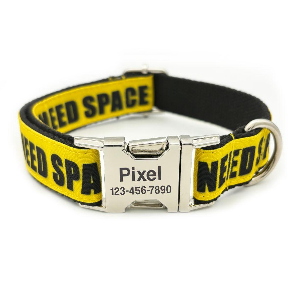 Personalized Pet Collar Warning Sign DO NOT PET I Need Space Custom Puppy Cat Name ID Tag Adjustable Basic Dog Collars 7