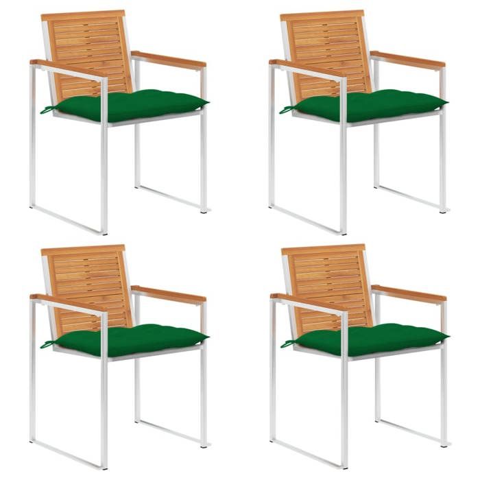 Exclusive House - Garden Chairs Set of 4 with Cushions Solid Acacia Wood