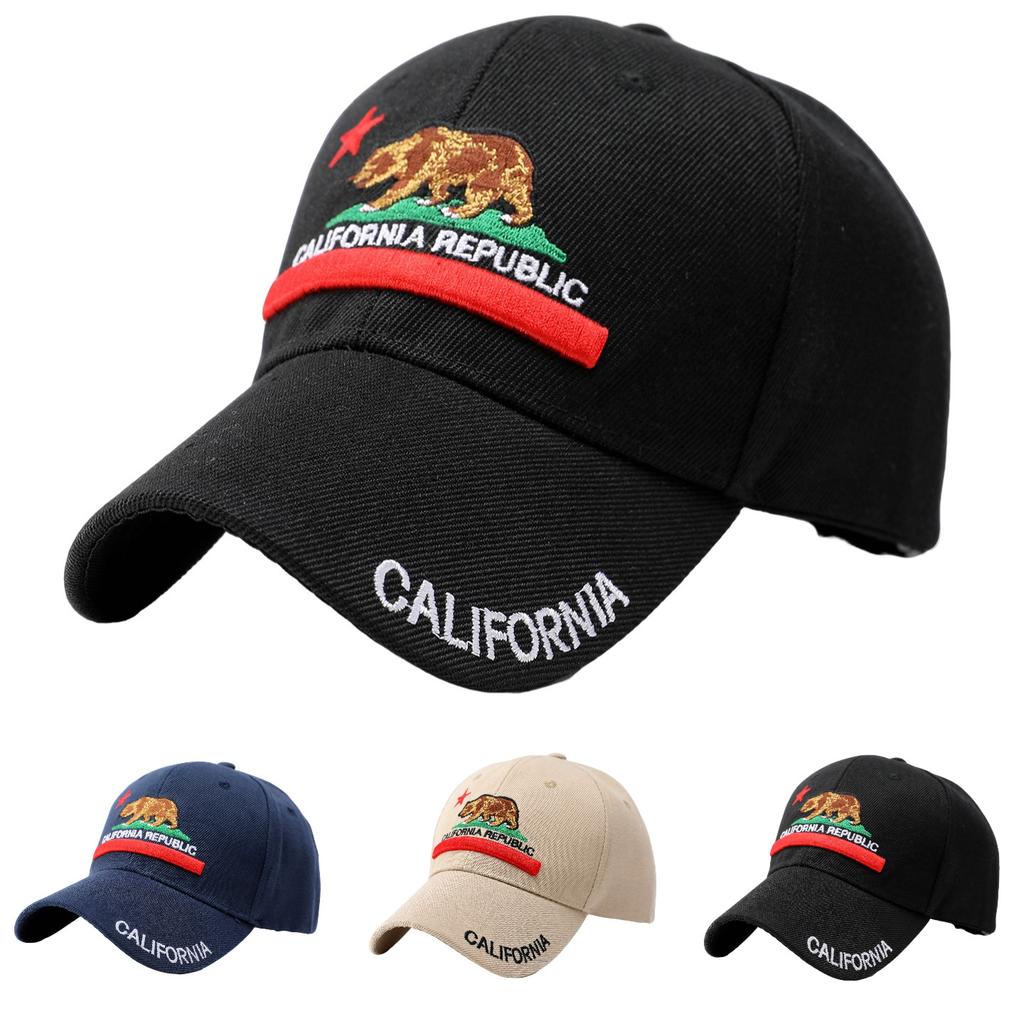 CALIFORNIA embroidered black baseball cap men's summer big head circumference cap driver sunscreen truck hat