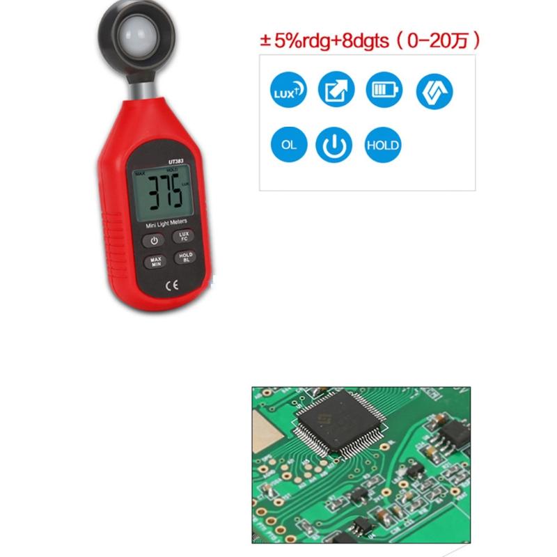 Professional LED Light Meter Digital Illuminance Meter with 0-200,000 Measuring Range for Library Mall