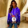 Women's Loose Comfortable Casual Fashion V-Neck Christmas Print Long Sleeve Hoodie