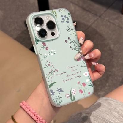 Ins English Wildflower Suitable for Apple 16/17promax Mobile Phone Case iPhone15 Skin Feeling 12 Matte 14 Women 13