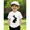 European Size Boys Round-neck Short-sleeved T-shirt with Black Rabbit Pattern Print
