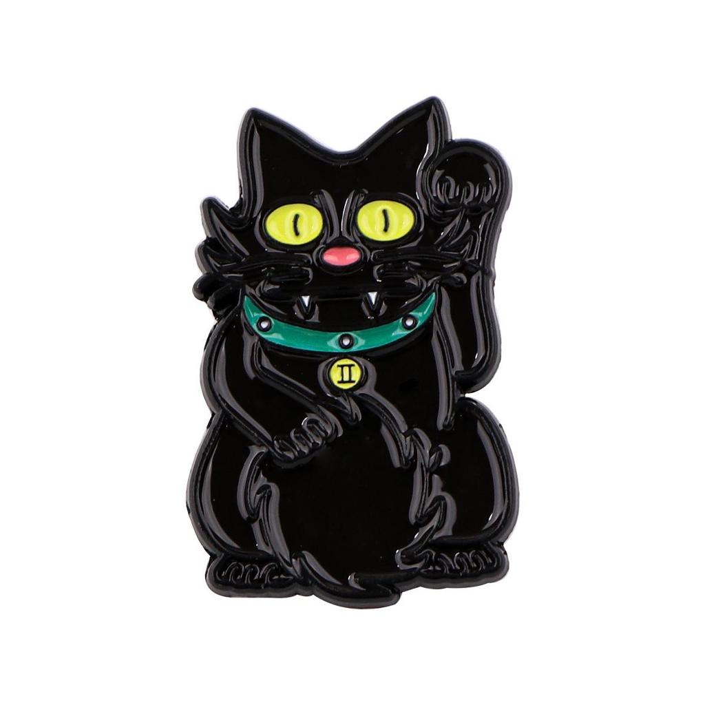 Cartoon Black Cat Brooch Pin - Cute Metal Alloy Accessory for Women and Backpacks