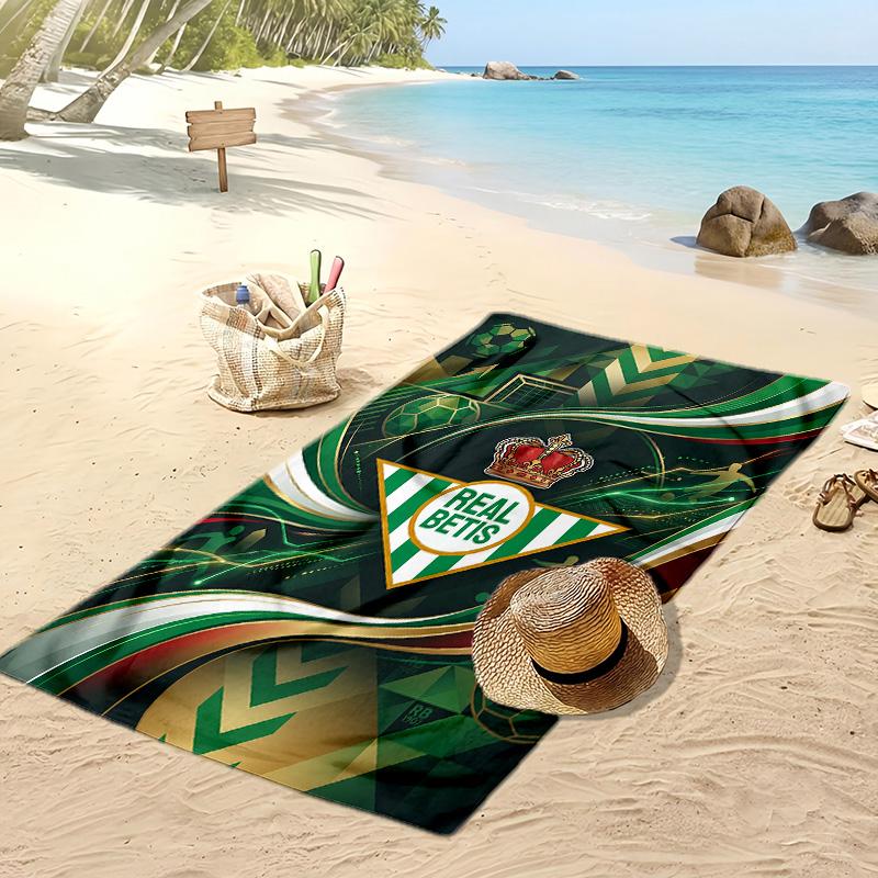 Real Betis Football Print Beach Towel, Large Soft Quick Dry Towel for Beach Camping Swimming