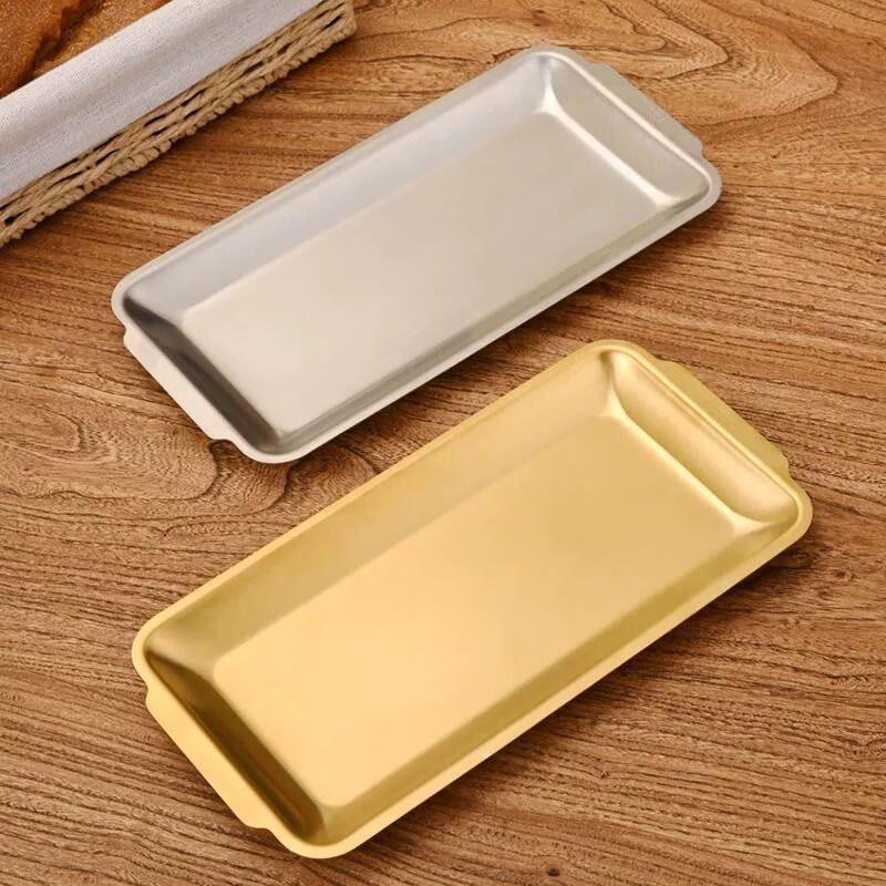 Korean Style 304 Stainless Steel Gold Square Grill & Serving Plate