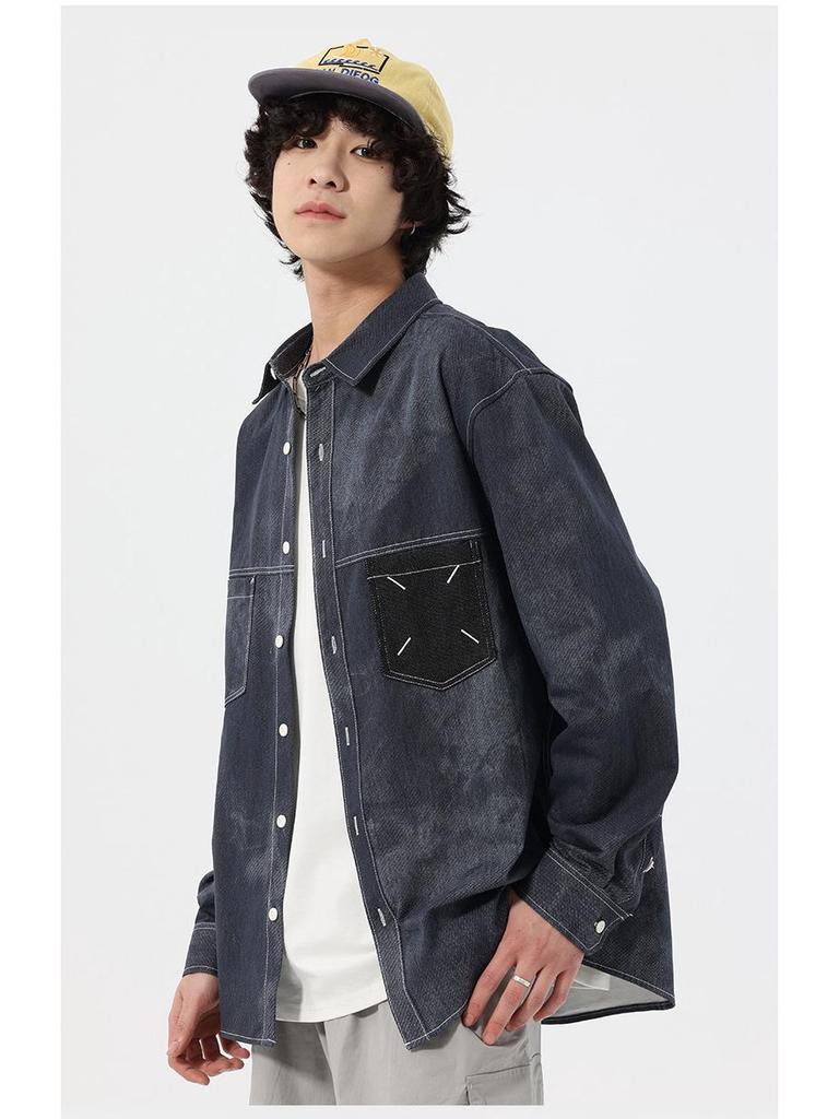 2025 Autumn Tie-Dye Denim Long-Sleeve Shirt Jacket