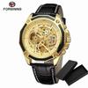 Fashion Forsining Top Brand Transparenthollow Luminous Hand Gear Movement Retro Royal Design Men Mechanical Skeleton Wrist Watch
